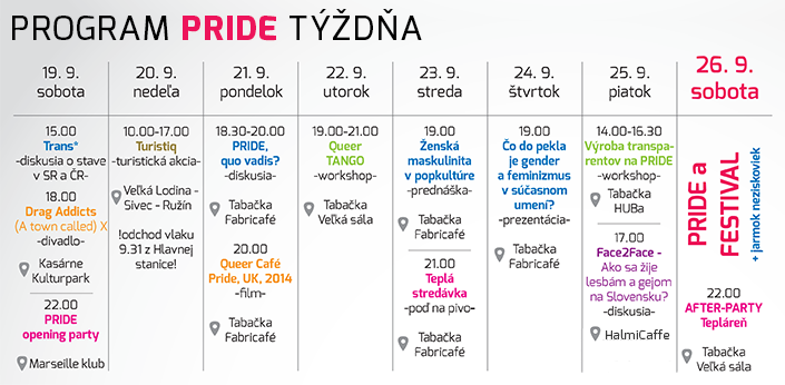 PRIDE Košice 2015 program